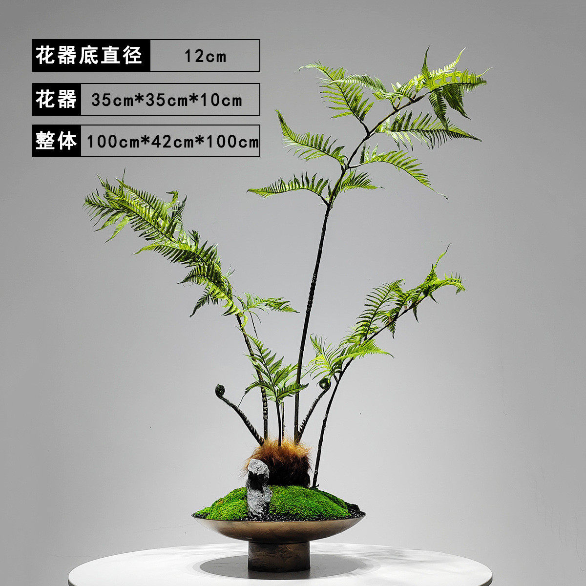 新中式仿真绿植摆件禅意蕨类盆景茶室玄关客厅小型创意桌面装饰品