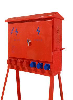 厂家批发600x800x250红色配电箱户外工地箱高腿