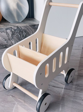 儿童过家家学步购物车手推车白色ins风仿真超市贩卖车子男女孩ADS