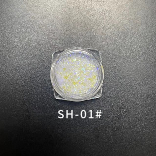 高透明闪粉材料美甲亮片极光指甲不规则变色b彩色云锦片 新款