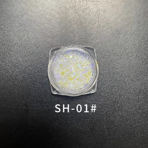 新款高透明变色材料美甲亮片极光指甲不规则闪粉B彩色云锦片