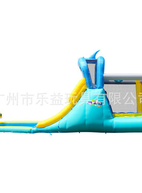 乐叔叔鲨鱼款蹦蹦床玩水室内外小型儿童乐园护网充气城堡滑滑梯