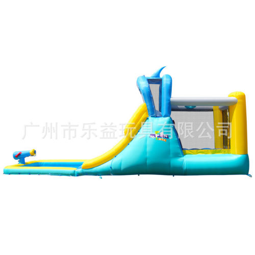 乐室内外鲨鱼款蹦蹦床充气城堡叔叔小型儿童乐园护网玩水滑滑梯