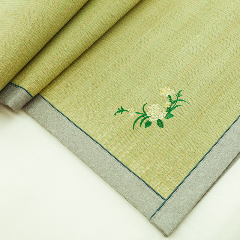 2o6x草席1.8m双人床天然三件套透气席子蔺草编织1米5夏季加厚折叠