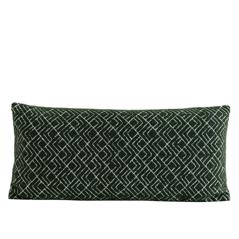 复古森林绿沙发抱枕现代简约客厅几何线条靠枕长条形腰枕卧室靠垫