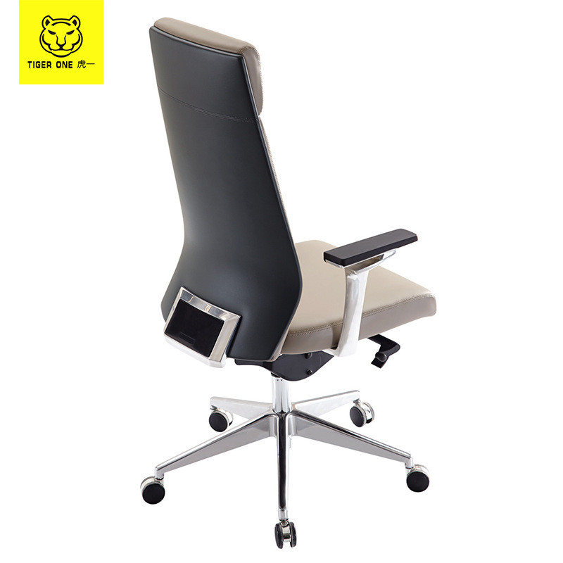 热销虎一家具老板椅子办公椅电脑椅灰色彩色皮质大班台前会议椅经