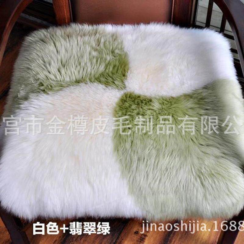 现代简约长毛羊毛拼接地毯餐厅方形垫凳子凳子垫长毛绒椅子垫