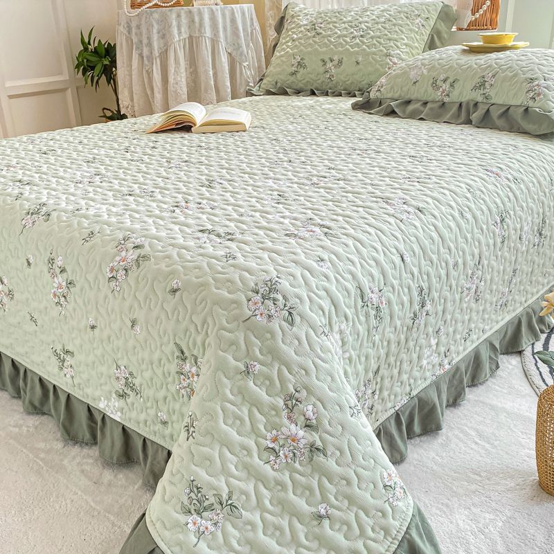 类小清新三件套纱床盖双层防滑加厚夹棉床单榻榻米炕盖四季通用