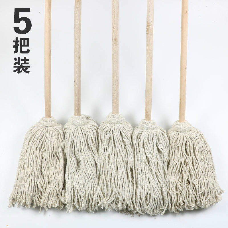 木把圆头拖把木杆大号棉线吸水拖布老式家用酒店公司工厂保洁