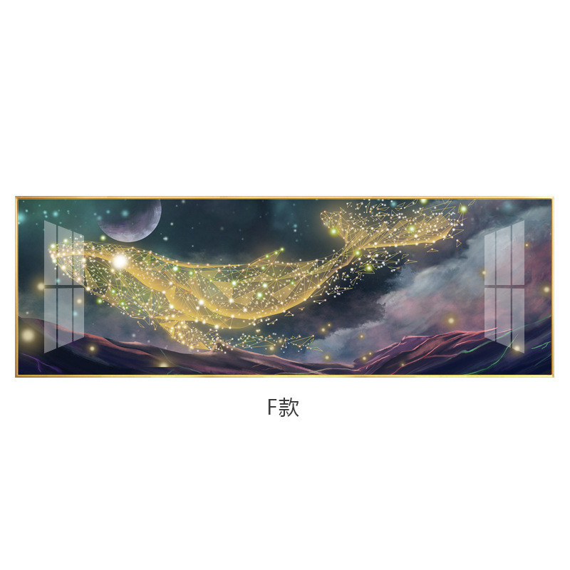 卧室床头装饰画简约现代晶瓷轻奢沙发背景墙挂画儿童卡通壁画横版图片