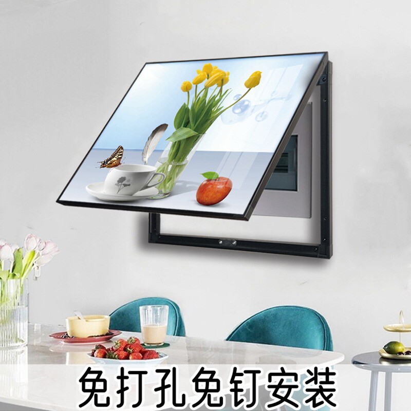免打孔免钉电表箱装饰画安装遮挡电闸弱电配电箱挂画现在简约餐厅