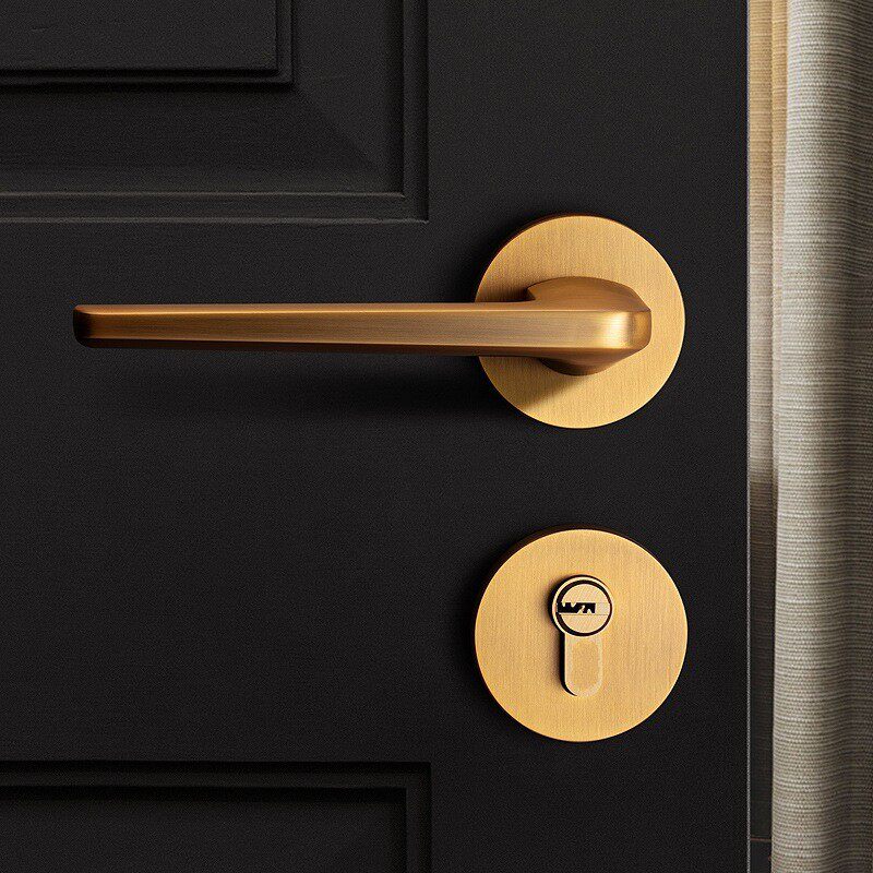 美式黄古铜门锁仿古欧式分体室内锁青古简约黑色卧室静音房门锁