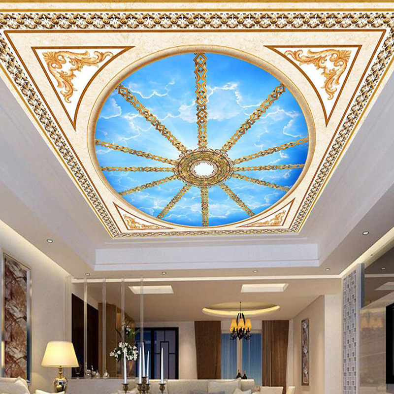rp4t花纹3d立体客厅装饰吊顶壁画款欧式天花板批发蓝天简约现代墙