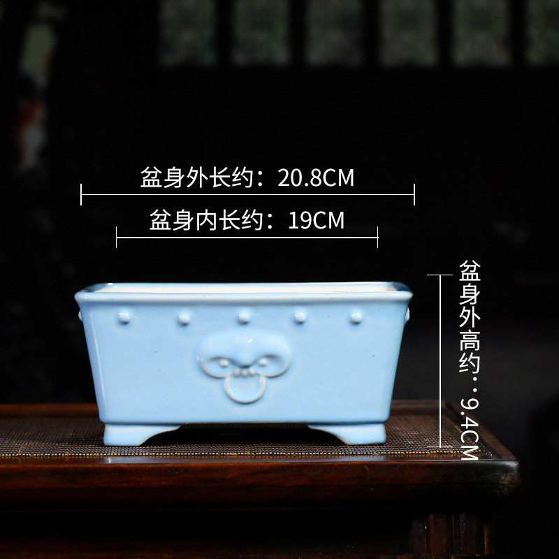 批发宜兴紫砂陶瓷花盆兽面鼓丁大号粗陶盆半身釉方口透气孔简约盆,鲜花速递/花卉仿真/绿植园艺,花盆,淘宝优惠券,粉丝福利购,淘宝优惠卷