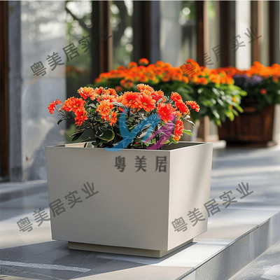 北欧玻璃钢花盆异形商场大号户外落地大花瓶组合楼台庭院种树花箱