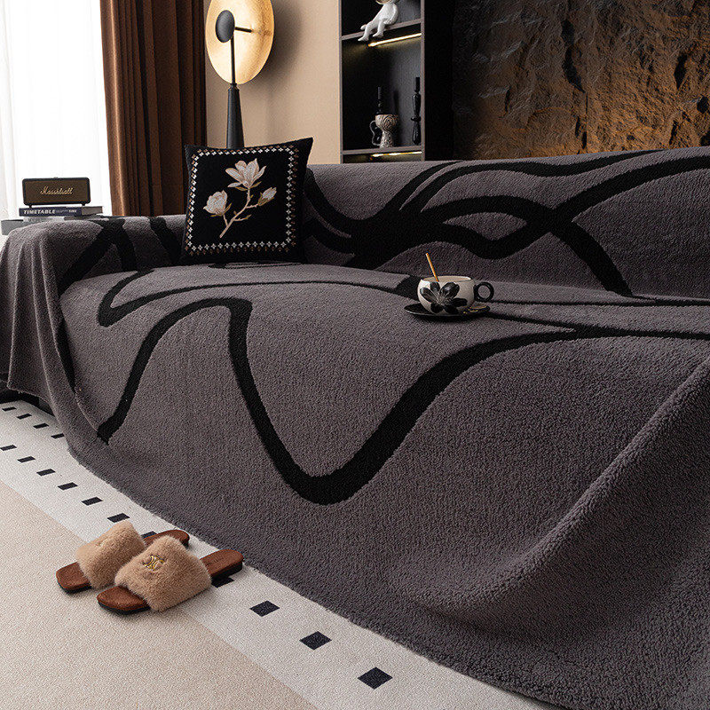 现代简约秋冬新款高级感沙发巾防滑耐脏防猫抓沙发盖全包沙发盖布