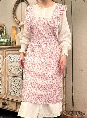 亚麻棉麻印花荷叶边花艺韩外贸系coupang韩系工作服ins风