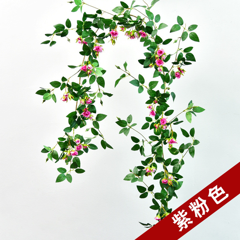 窗墙壁玫瑰花瀑布假花藤条花蔷薇花空调管道遮挡装饰塑料藤蔓