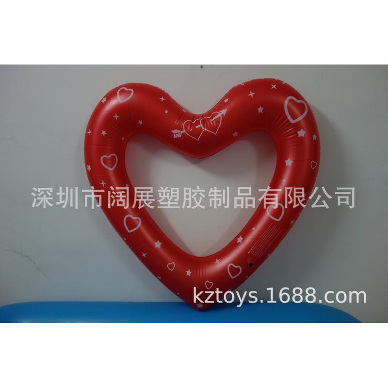 厂家现货水上充气双爱心游泳圈心型充气腋下圈双圈爱心游泳圈浮排