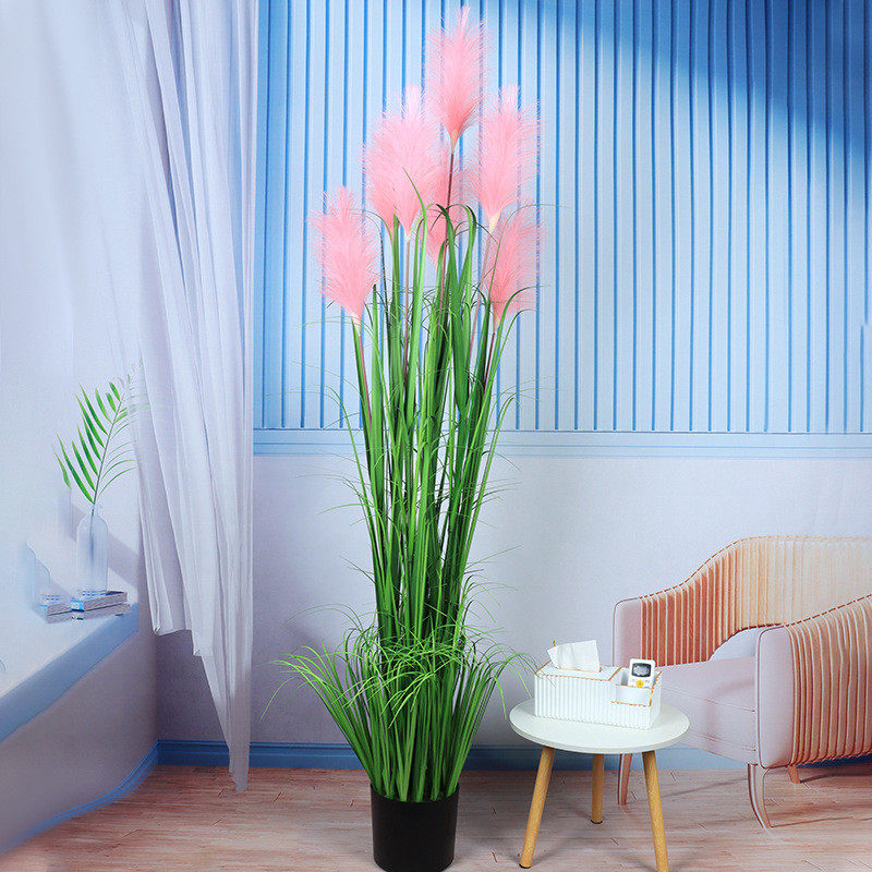 布景仿真芦苇大型盆栽北欧装扮室内假花餐厅五头仿真水生植物盆景