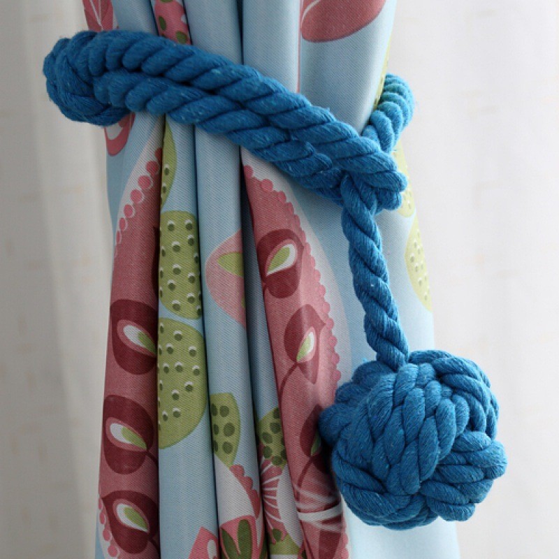 2f简约麻绳花绑带系带捆绑绳子一对挂球挂钩扎带束带欧式窗帘扣