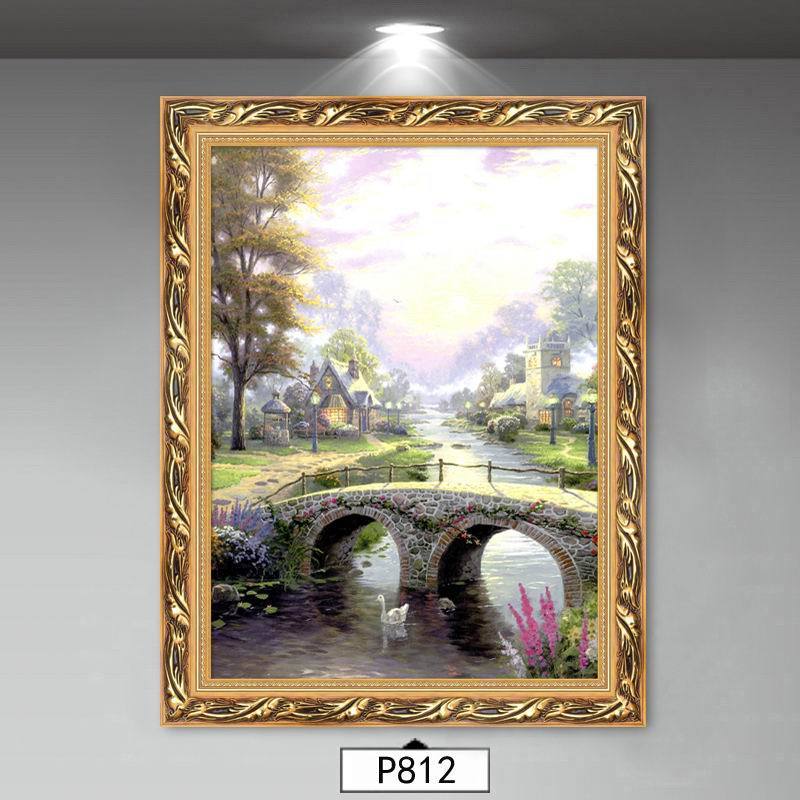 革美式客厅装饰画马兰欧式油画沙发背景墙画有框画三联风景挂画