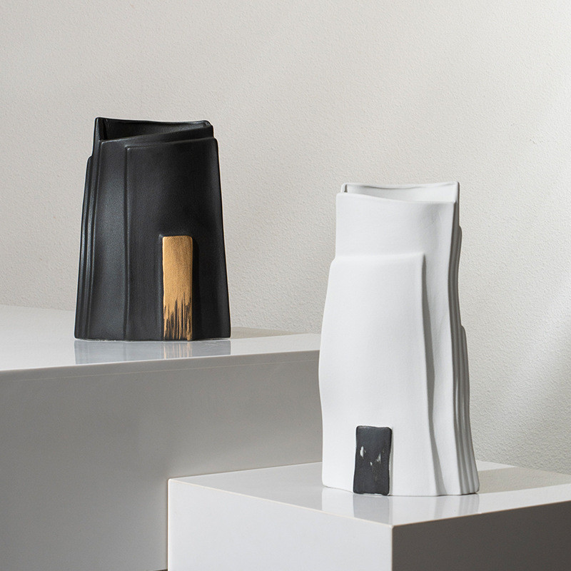 热销艺贝子新中式黑白陶瓷花瓶玄关装饰客厅电视柜博古架摆件创意