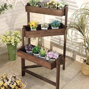 热销室内阳台花架子多层木头落地室外防腐实木木质梯形花店三层置