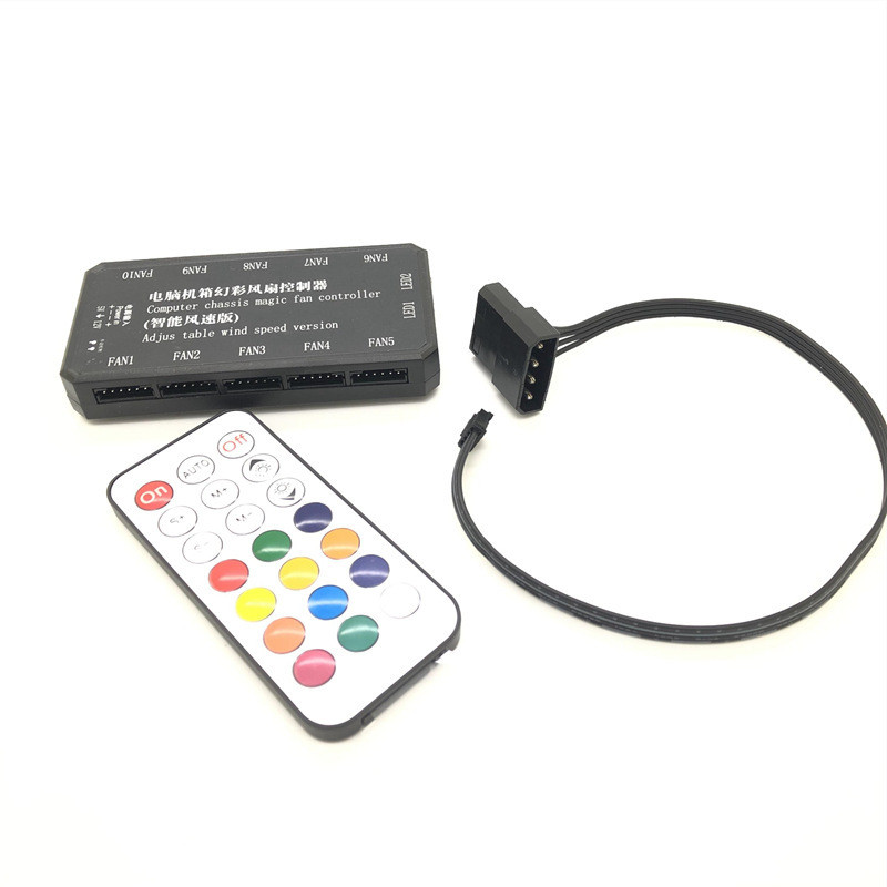 厂家批发音乐智能调速盒风扇遥控台式电脑主机配件RGB风扇控制器