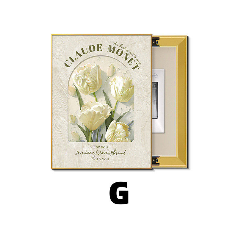 奶油风盒2024新款现代简约配电箱电表箱装饰画遮挡挂画竖款高级感