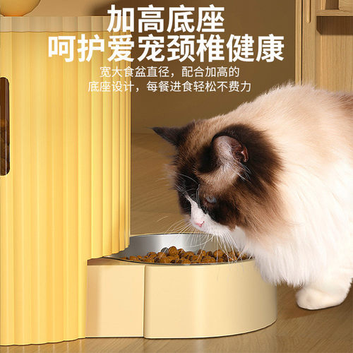 热销猫碗盆自动喂食器饮水水食狗碗双碗猫咪粮宠物饭碗喝水一体机