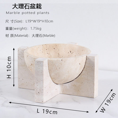 样板间售楼处客厅轻奢桌面装饰品花器现代玄关大理石花盆创意摆件
