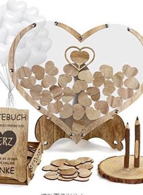 批发木制工艺品装饰品结婚签名签到台木制婚庆派对爱心桌面摆件