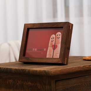nn0i实木写真照相框摆台黑胡桃木画框678寸儿童婚纱全家福榫卯