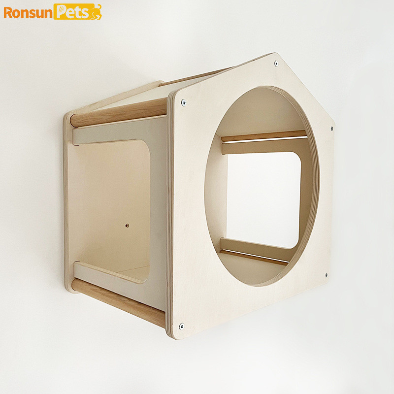 木质猫房子猫爬架小木屋壁挂式墙上猫窝大空间猫架猫别墅批发