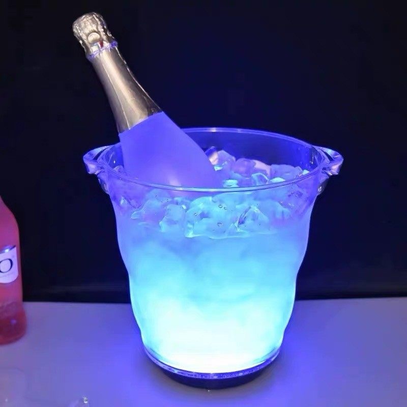 工厂塑料发光冰桶充电led5l圆形冰块香槟桶酒吧ktv波浪桶