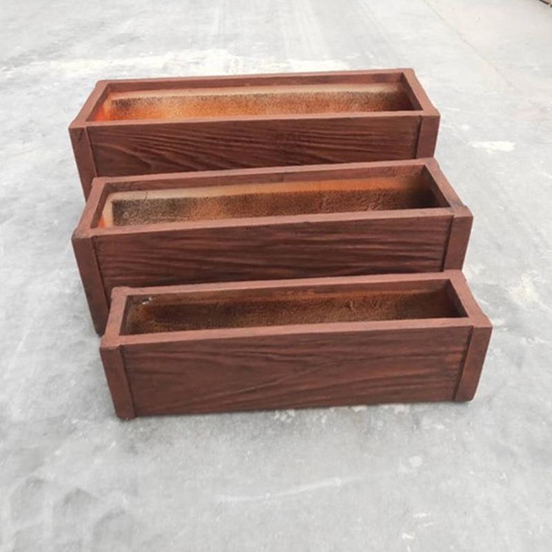 长方形北欧仿木氧化镁花盆创意纹水泥花箱露台公路室外阳台装饰