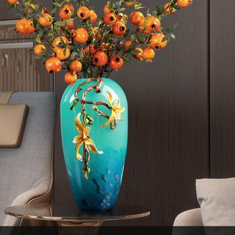 热销新款摆件欧式玻璃花瓶工艺品复古电视柜玄关装饰客厅2023