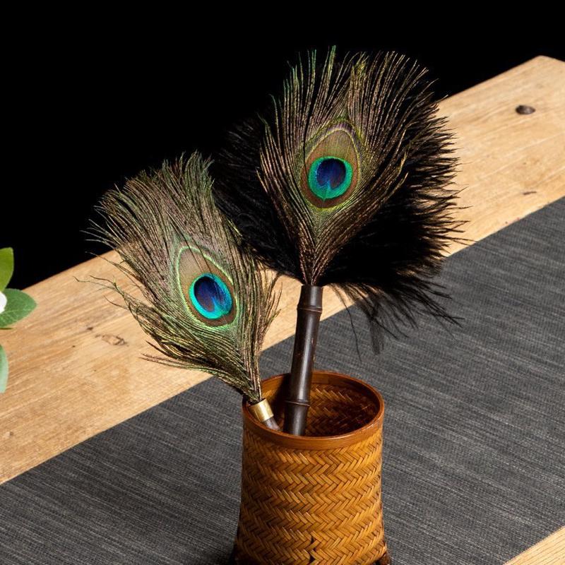 特惠除尘鸡毛掸清洁扫孔雀鸡毛掸子尘桌面电除尘羽毛掸子茶室翎竹