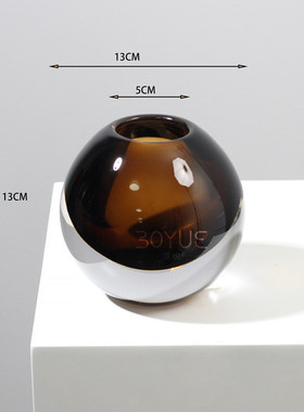 现代简约民宿黑色琉璃花瓶轻奢样板间创意客厅博古架花艺软装摆件