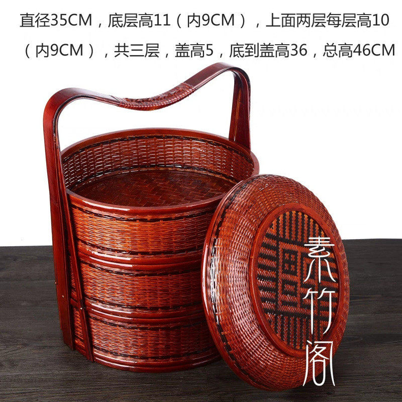 菜篮提篮小食古代食盒双层拜拜篮三层手提篮结婚外卖提饭送餐多层