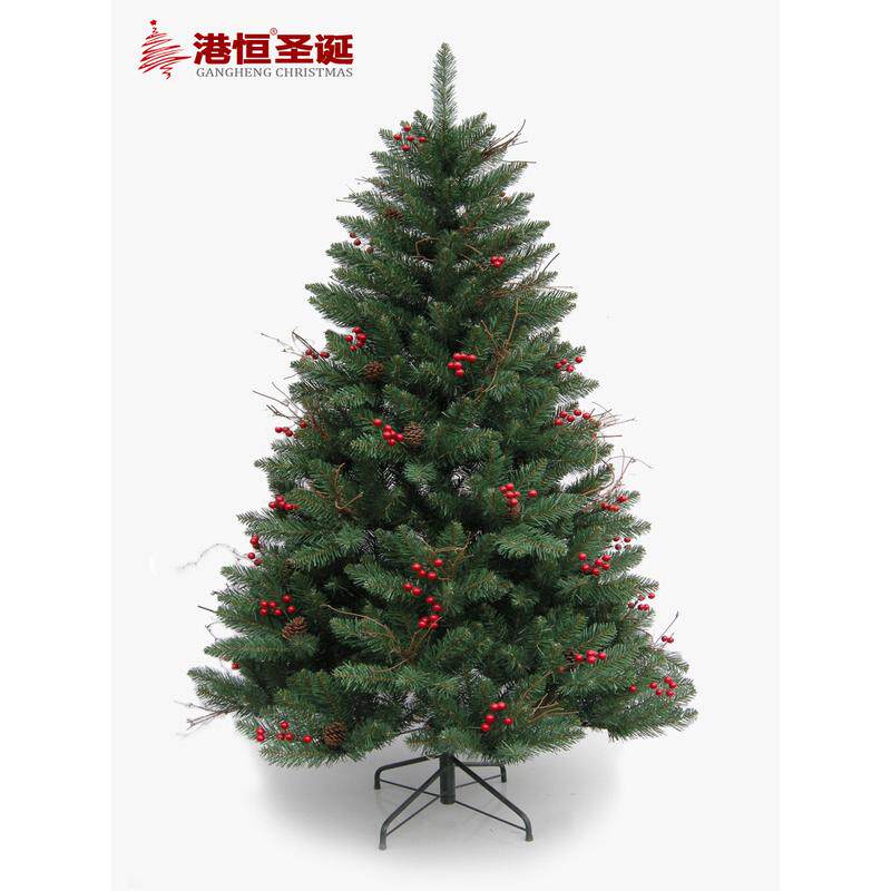 加密PVC圣诞树1.5米绿松针开花混合叶豪华树1.8米松果装饰圣诞树