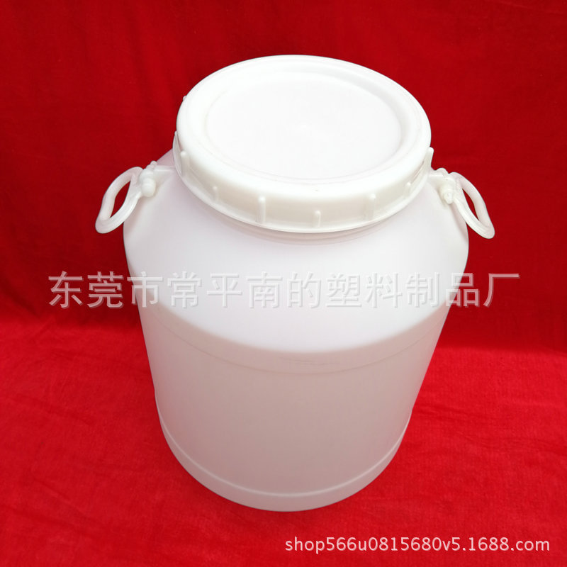 60l升圆形螺旋口带耳食品级白色塑料桶涂料桶60kg公斤化工发酵桶