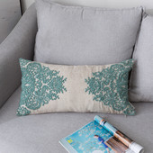 美式 饰长方形靠垫套 纯色立体中空刺绣花纹抱枕北欧样板间沙发装