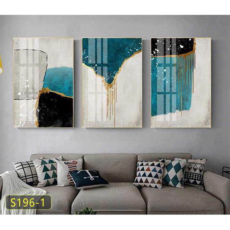 餐厅图案客厅装饰画沙发背景墙三联画现代轻奢挂画抽象墙装饰壁画