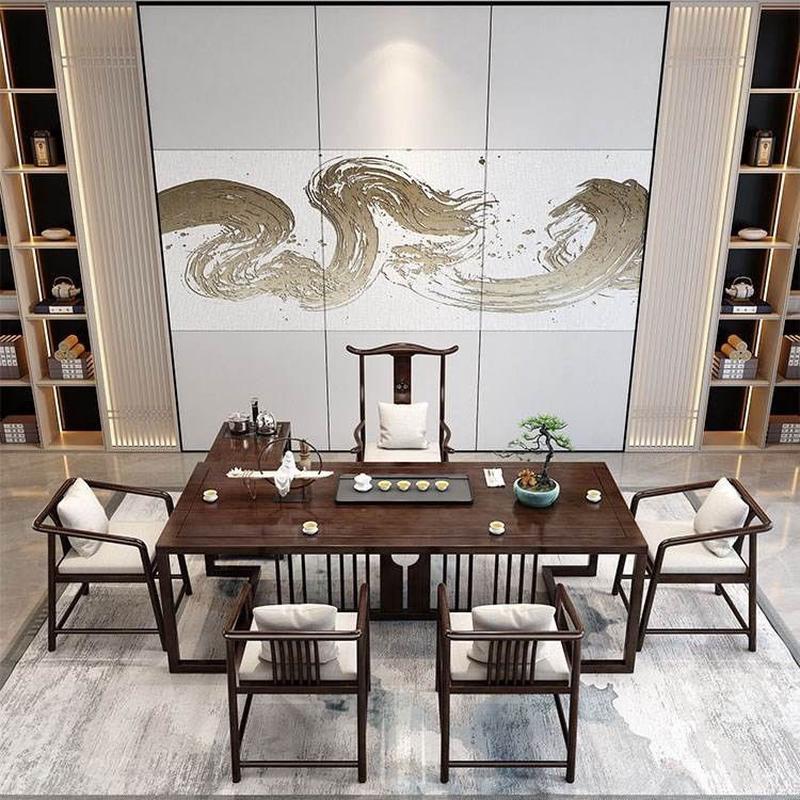 新中式实木茶桌椅组合办公室功夫茶桌大板桌子简约茶台茶台一整套