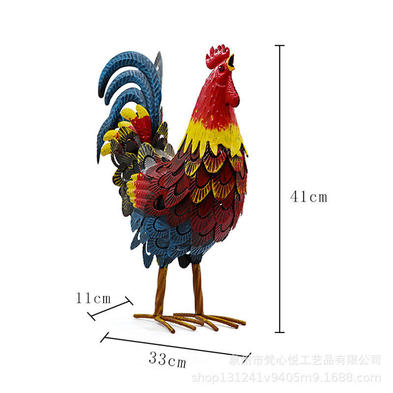 户外公园庭院仿真公鸡铁艺创意金属动物景观装饰摆件铁艺公鸡摆件