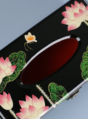 热销中式复古风格纸抽盒书桌主卧房间纸巾盒平遥漆器新中式餐巾纸