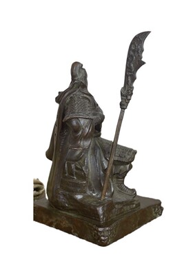 复古合金做旧关公摆件关帝爷坐家居装饰大刀关公摆件款用品工艺品