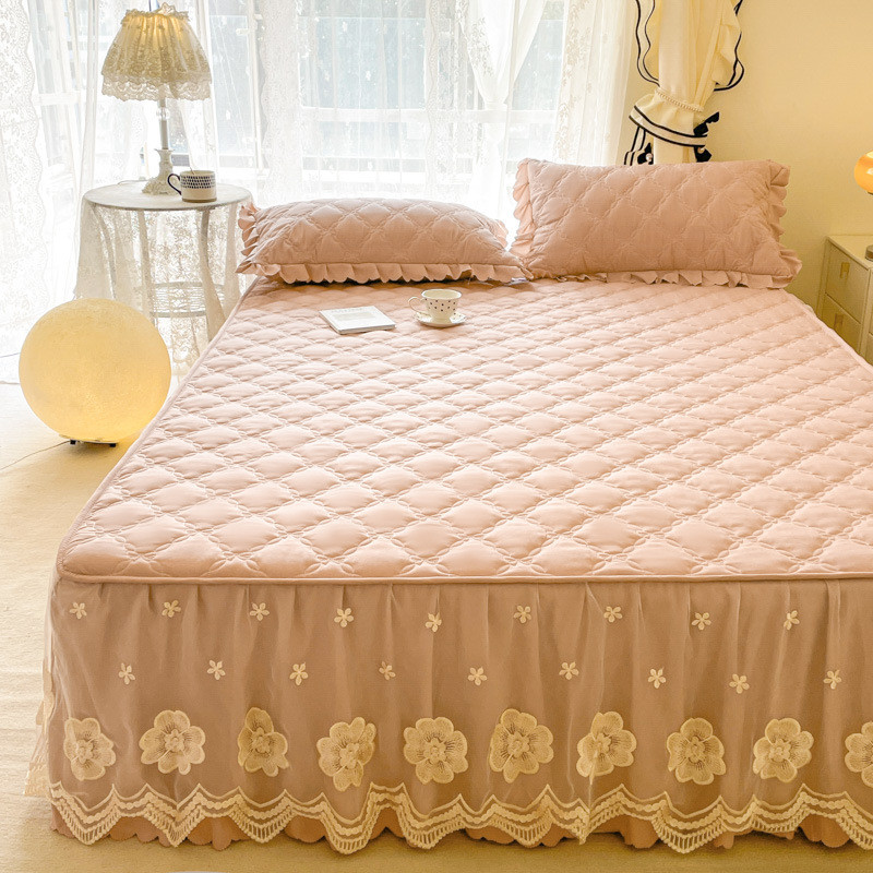 公主风磨毛床笠带裙边2024新款床垫保护罩夹棉床罩女遮丑下摆床裙